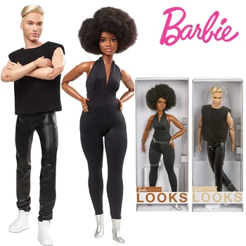 Barbie GXB28 Semnătura Vedea Pop pe Deplin în Mișcare Explozivă Părul În Negru Onepiece Pak Barbie Ken Colectoare de Colectie Otrava