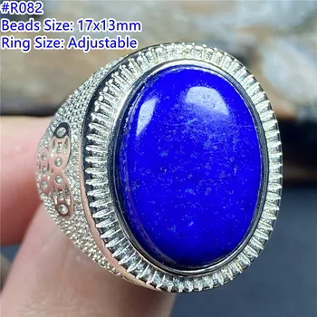 Naturale Albastru Regal Lapis Lazuli Inel Bijuterii Pentru Barbati Avere Iubesc Frumusetea Cadou Piatra Margele de Cristal de Argint Inel Reglabil AAAAA