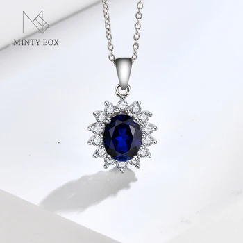 Mintybox Sapphire Argint 925 Pandantive pentru Femei Oval 2.0 Carate Zultanite Albastru Safir Piatră prețioasă de Bijuterii Cadou de Nunta
