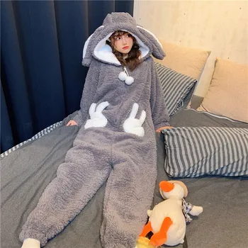 Iarna Se Ingroase Onesie Pijamale Femei Calde De Pluș Drăguț Animale De Iepure Într-O Bucată De Cosplay Bunny Homewear Sleepwear Costum Salopeta