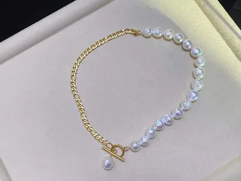 Naturale de apă Dulce Baroc perla Cravată colier Simplu Moda Bijuterii Cadouri pentru Fete