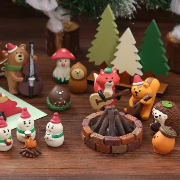 Schi De Craciun Decole Pisica Veveriță Sant Crăciun În Miniatură Figurina Decor De Basm Gradina Statuia Rasina De Artizanat Mașină De Jucărie Ornamente