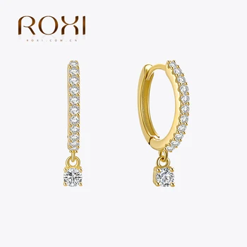 ROXI Elegant Singur Rând de Diamante Cercei Pandantiv Argint 925 cu Aur de Personalitate Accesorii Bijuterii Damele de Lux Cercei