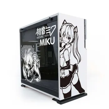 MIKU Anime PC Caz Autocolante de Desene animate Impermeabil Calculator Gazdă Decal Detașabil ATX Middle Tower Caz Scobite Autocolant