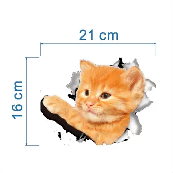 Vii 3d Gaura Pisică Câine Animal de Toaletă Autocolant Decor Acasă DIY Wc Toaleta din Pvc Poster Pisoi, Catelus Desene animate Arta de Perete Decal 1 Bucata