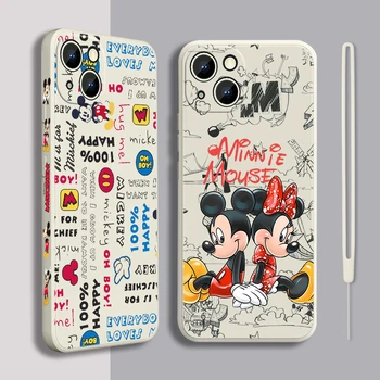 Mickey mouse cuplu drăguț Telefon Caz Pentru Apple iPhone 13 12 Mini 11 Pro XS MAX XR X 8 7 6S Plus SE Lichid Stânga Coarda Acoperi Fundas