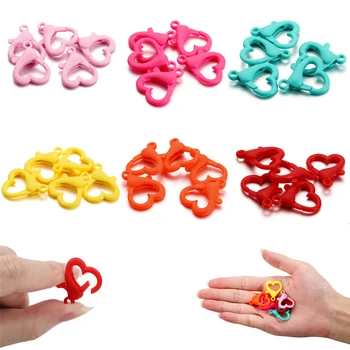 30buc/Pachet Multicolor Forma de Inima Plastic Dur Homar Cleme Cârlige Șnur Clipuri Pentru DIY Rucsac Cheie Inel de Artizanat lucrate Manual
