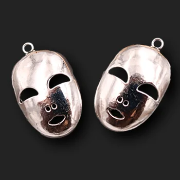 6pcs Argint Placat cu Maskes Pandantive Retro Brățară Colier de Metal Accesorii DIY Farmece Bijuterii Carfts Face 39*25mm A1423