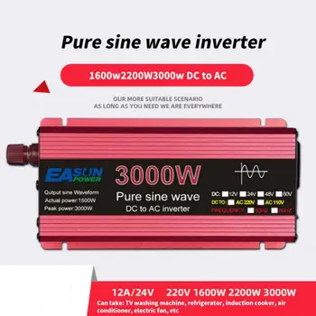 Pure Sine Wave Inverter DC 12v/24v AC 110V/220V 1000W 1600W 2000W 3000W Portabil Putere Banca Convertor Invertor Solar Invertor