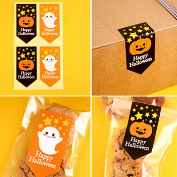 80 BUC Halloween Autocolant Fantoma Dovleac Pătrat de Etanșare Eticheta pentru Bomboane, Cookie Sac de Patiserie Cutie Decoratiuni en-Gros Petrecere de Vacanță