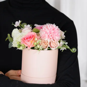 Floare Trandafir Cutie Portabil Rotund Îmbrățișare Găleată Pentru Floraria Buchet De Nunta Cadouri De Ambalare Decor Cutii De Depozitare Valentines Day Flori