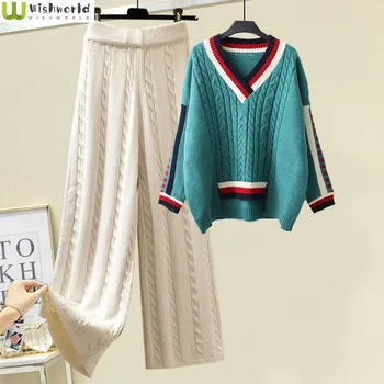 Toamna și Iarna pentru Femei Costum 2022 Noua Moda coreeană Pulover Temperament Pantaloni Casual Elegant pentru Femei din Două piese Set