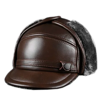 cap de piele barbati din piele pălăria în aer liber Pălărie din Piele caciula de blana 2019 moda de iarnă soțul tatăl pălărie pentru cadou