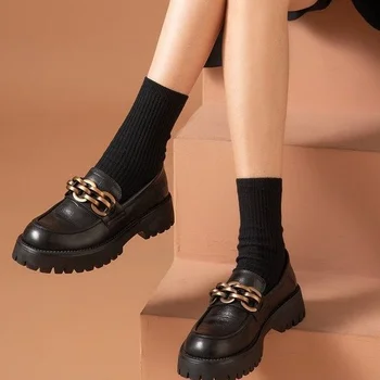 Cu talpi groase Mocasini Femei 2022 Nou Stil Britanic Retro Mici din Piele Pantofi de Primăvară și de Vară Casual All-meci Single Pantofi