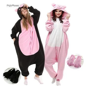 PAJAMASEA Roz Onsie Adulți Animal Pijamale Porc Femei Salopeta Fete Cosplay Costum Homewear Fleece Salopeta Om Raton Kigurumi