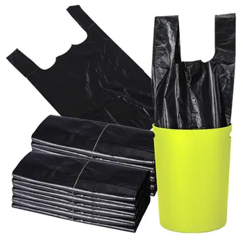 50 de piese de subțire mediu îngroșa negru sac de gunoi portabil portabil sac de gunoi de unică folosință vesta sac