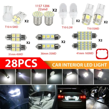 28pcs/lot Masina Auto Interior LED Cupola de Înmatriculare Înlocuirea Amestecat Kit de Lumina Lampa Set Accesorii