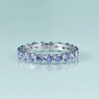 GEM de FRUMUSETE Argint 925 Infinity Inele Pentru Femei, Cadou de Aniversare Rotundă de Lumină Tanzanite Blue Simulant Inele cu Diamante