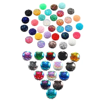 30/50pcs/sac Piatra Naturala Rotund Rășină Cabochons AB Color Plat Pentru DIY Earing Colier Bijuterii de Luare a Decora Dotari