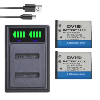 DVISI Li-40B Li-40B 42B Baterie de schimb Dual USB LCD incarcator pentru Nikon EN-EL10 D-Li63 D-Li108 NP-80 CNP80 KLIC-7006 np-45