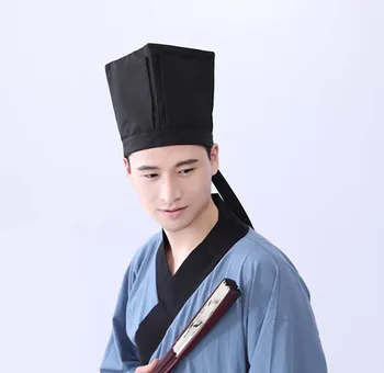 Oamenii Hanfu Pălărie tradițională Chineză Antică savant Pălărie Neagră Frizură Accesorii Vintage Confucianiste Prosop Cosplay Hat Pentru Barbati Black