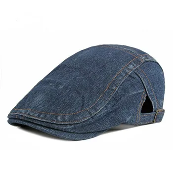 denim casual, cozoroc solid reglabil jean capac plat vintage de primavara-vara bereta pălărie goală femei atins casquette