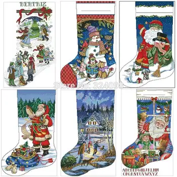 Șosete crăciun modele Numărat cruciulițe 11CT 14CT 18CT de BRICOLAJ en-gros Chineză cruciulițe Kituri de Broderie Manual Seturi