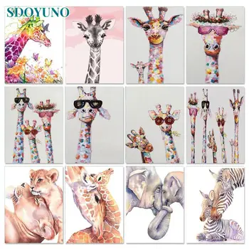 SDOYUNO Vopsea pe bază de Acril De Numere Girafa Cu Cadru de Desen Pe Panza Pictura Imagini De Numărul De Adulți Diy Cadou Decor Acasă