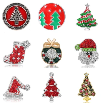 Noi, la moda Stras coroană de Crăciun Copac Moș Crăciun Șosete lut 18MM butoane de ajustare pentru DIY snap bijuterii Cadou de Crăciun