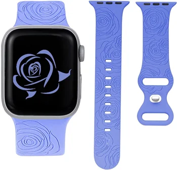 Noi de Flori Gravate Silicon Watchbands pentru Apple Watch Trupa Noua Moda Sport Înlocuire Curea Mansete pentru iWatch Serie