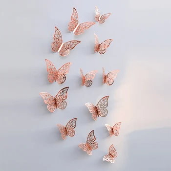 12 Buc/Set 3D Autocolante de Perete Gol Fluture pentru Copii, Camere Home Decor de Perete DIY Mariposas Frigider Autocolante Decorare Camera
