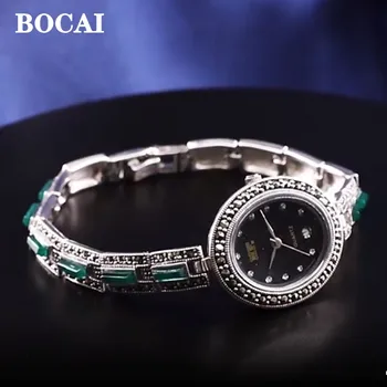 BOCAI Nou S925 Argint Ceas Thailanda de Moda de Lux Japonia Cuarț Circulație Clasic Femei Brățară Ceas