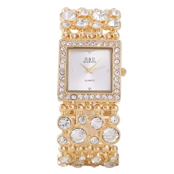 G&D Brand de Lux pentru Femei Ceasuri Brățară de Aur Stras Bijuterii Lady ' Rochie de Ceas din Oțel Inoxidabil Trupa Relogio Feminino Ceas