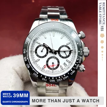 Bărbați Ceas 39mm VK63 Mișcarea Cuarț Ceas de Lux Safir de Sticlă Panda Bărbați ' s Ceas din Oțel Inoxidabil Rezistent la Apă, Cronograf