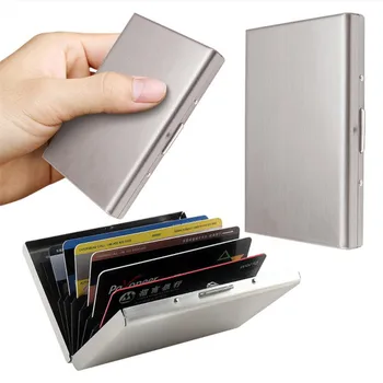Din Oțel inoxidabil Titularul Cardului de Credit Barbati Slim Anti Proteja ID-ul de Călătorie Cardului Femei Rfid Portofel Caz de Metal Porte Carte