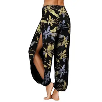 Vara Femei Pantaloni Cu Print Floral Partea De Tăiere Pantaloni Harem Lung Chiloți De Sport Pantaloni De Vara Streetwear 2021
