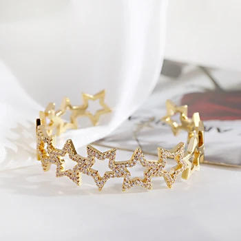 Noi Cristal de Lux Gol Stea Cubic Zirconia Bratara Femei Placat cu Aur Strălucitoare Stras Brățară Bijuterii Cadou de Ziua Îndrăgostiților
