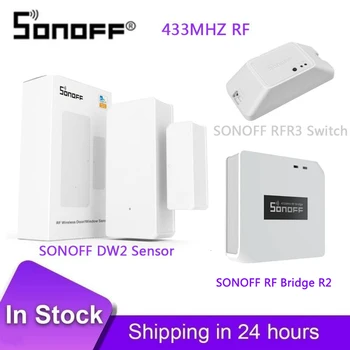 SONOFF DW2-RF - 433MHZ RF Senzor Wireless Usa/Fereastra / Sonoff Inteligent Comutator RF Pod R2/SONOFF RFR3 - WIFI DIY SwitchRF Control