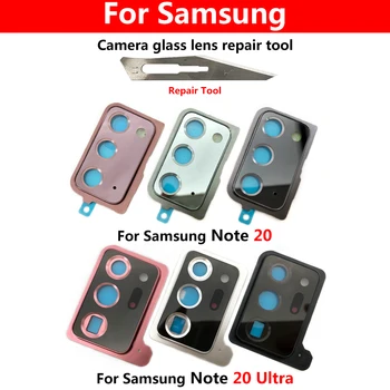 100% Originale Pentru Samsung Galaxy Nota 20, Ultra Reparații de Locuințe din Spate aparat de Fotografiat Lentilă de Sticlă Cu Capac Cadru Suport cu Autocolant