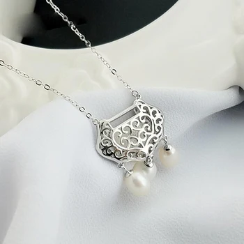 [MeiBaPJ] Moda Adevarata Perla Naturala de Siguranță de Blocare Pandantiv Colier Argint 925 Pandantiv Colier Petrecere de Bijuterii pentru Femei