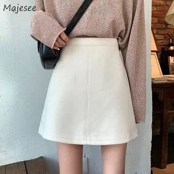 Fusta Mini Femei Kawaii Solidă Meci de Simplu Harajuku coreeană de Moda de Talie Mare Fuste Femei-linie Femei Streetwear Moale