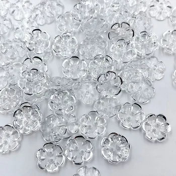 50/100buc Argintiu transparent rose flori acrilice butoane pentru decor handmade, de artizanat accesorii de cusut PT360