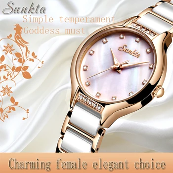 SUNKTA Ceramice Ceas Doamnelor Ceas Femeie Bratara Brand de ceasuri de Lux de Moda Simplu Impermeabil Ceasuri Pentru Femei Relogio Feminino