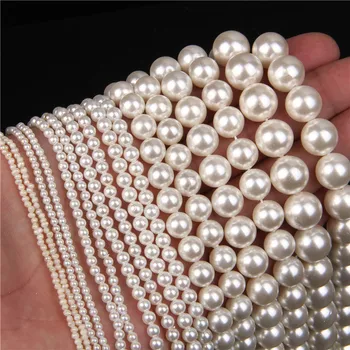 2-12mm Alb Imitații de Perle Margele Rotunde de apă Dulce Naturală Perla Coajă Liber Șirag de mărgele Pentru a Face Bijuterii DIY Brățară Colier