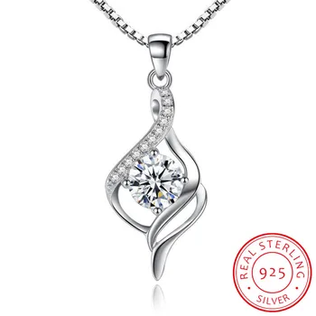 Noi de Lux Cristal CZ Pandantiv Inima Cravată Colier Argint 925 Lant Coliere Pentru Femei Bijuterii de Nunta Cadouri