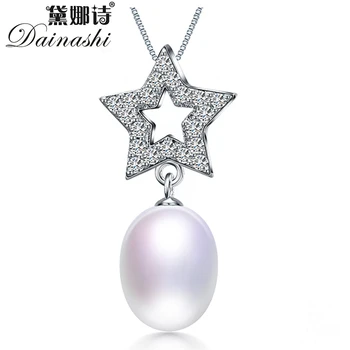 Dainashi Autentice 100% Naturale, Ovale, de apă Dulce Pearl Pandantiv Moda Argint 925 Placat cu Stele Pandantiv Bijuterii pentru Femei