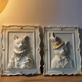 Nordic Animal Agățat De Perete Pictura Rășină Pisică Câine, Leu, Lup, Bufnita Reliefuri Statuie Pictura Acasă Living Fundal Decor De Perete