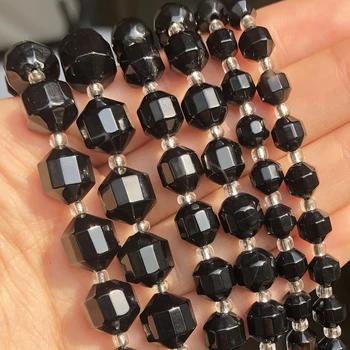 6, 8 și 10mm Fațete Negru Agate Margele Piatra Forma de Măsline Natural Vrac Minerale Margele pentru Bijuterii DIY Face Brățară Accesorii