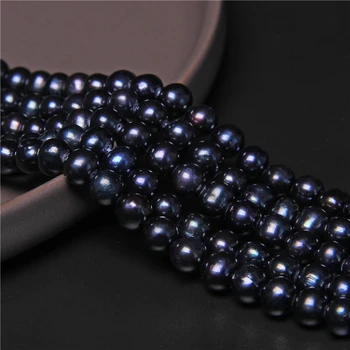 Fine negru 100% de apă Dulce Pearl Margele de 6-7mm Aproape Rotund Liber Perle Margele Pentru Om de a Face Bijuterii Colier Brățară DIY Consumabile