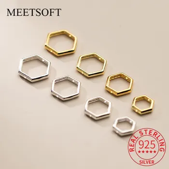 MEETSOFT S925 Argint hexagon șirag de mărgele de Geometrie a cadrului de Farmecele Manual DIY Face Găsirea și Componente de Bijuterii Accesorii